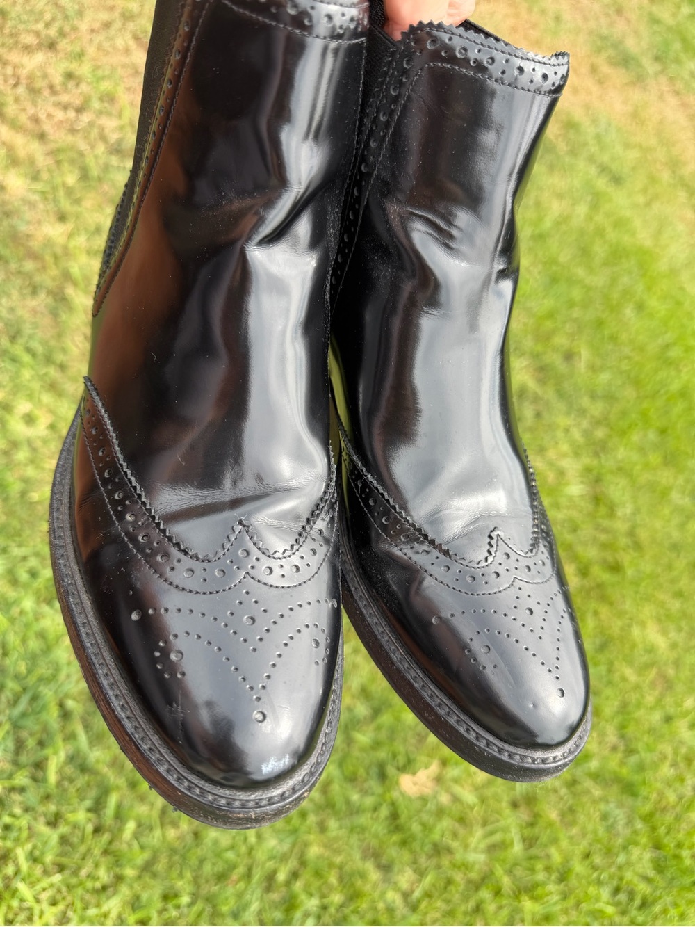 Burberry Black Leather Wingtip Brogue Chelsea Ankle Boots EU 37.5